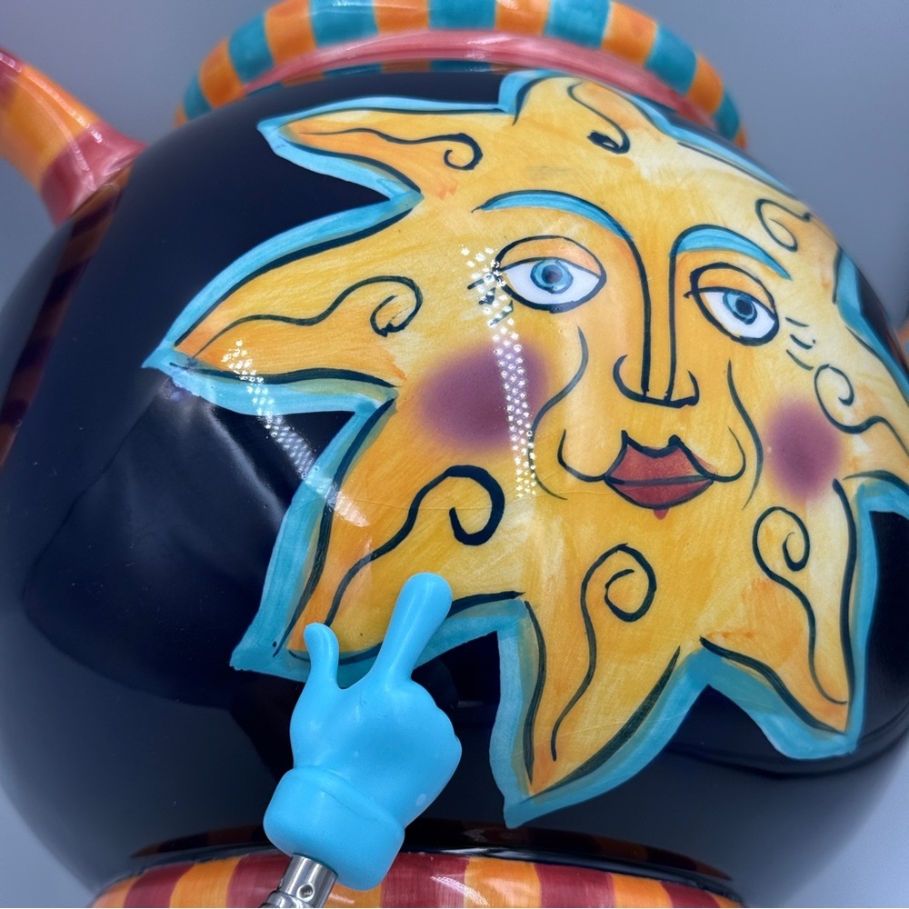 Vibrant Sun Design Ceramic Teapot - Multicolor - Picture 14 of 16